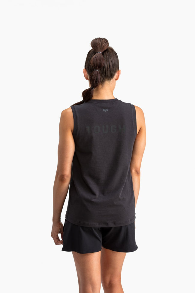 RYU Womens Standard Issue Tank - Beautiful Tough Graphic in Raven