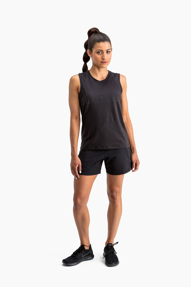RYU Womens Standard Issue Tank - Beautiful Tough Graphic in Raven