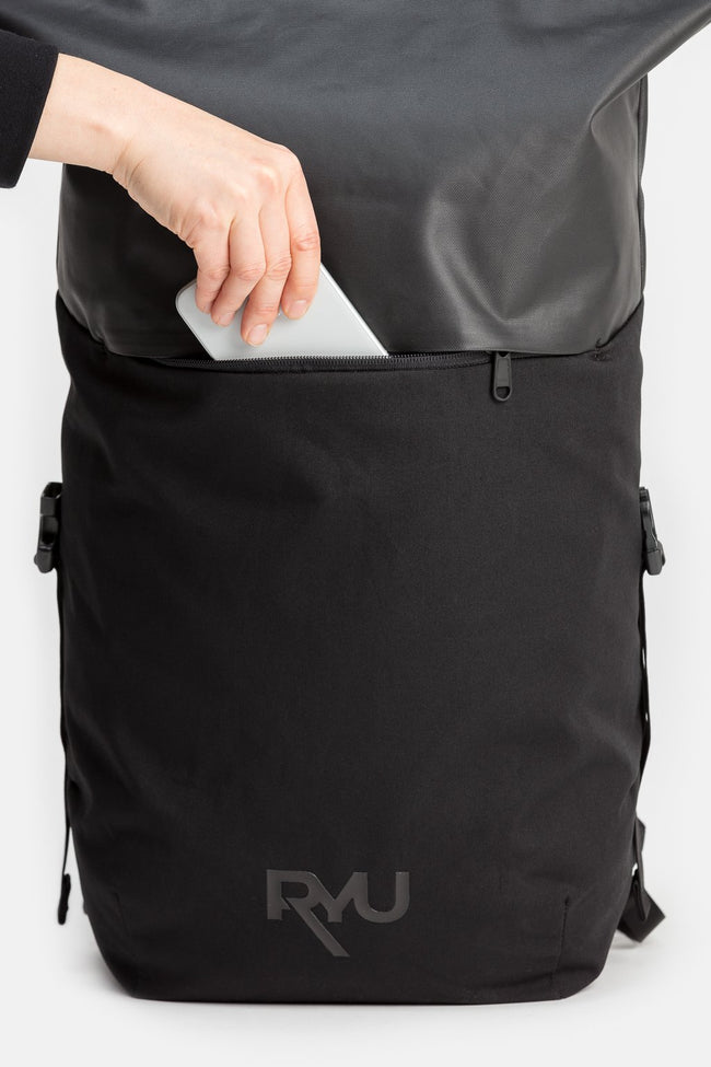 RYU Bags Roll Top Pack 23L-29.5L in Black