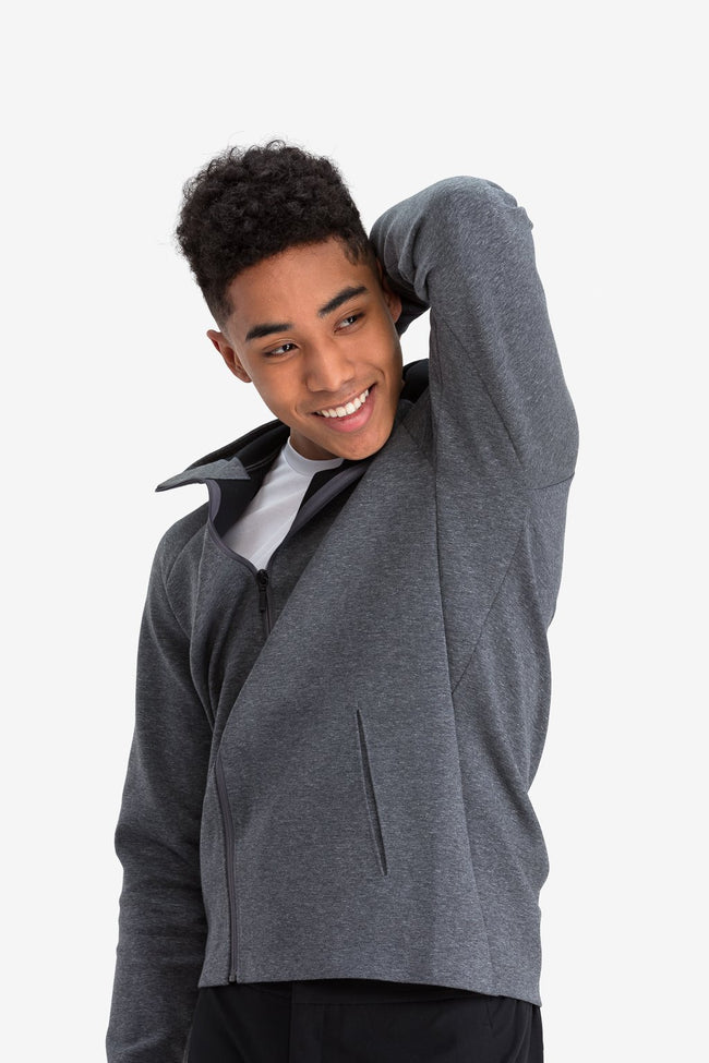 RYU Mens Ethos Full Zip Hoodie in Heather Anchor