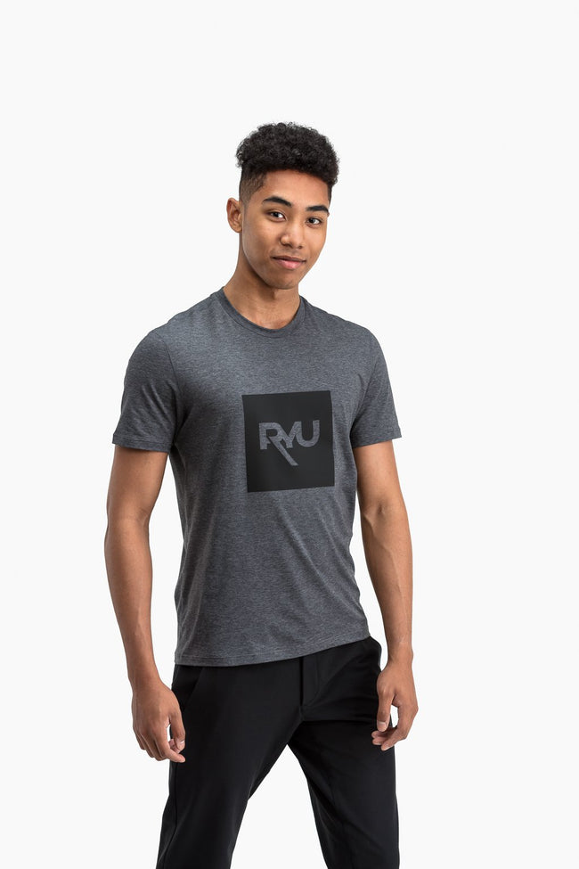 RYU Mens Standard Issue Crew - RYU Graphic in Asphalt Heather
