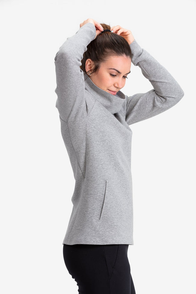 RYU Womens Ethos Pullover in Heather Stone Grey