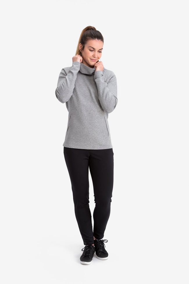 RYU Womens Ethos Pullover in Heather Stone Grey
