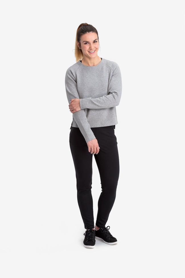 RYU Womens Ethos Crew in Heather Stone Grey