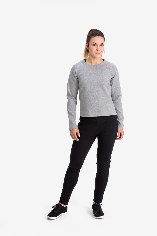 RYU Womens Ethos Crew in Heather Stone Grey
