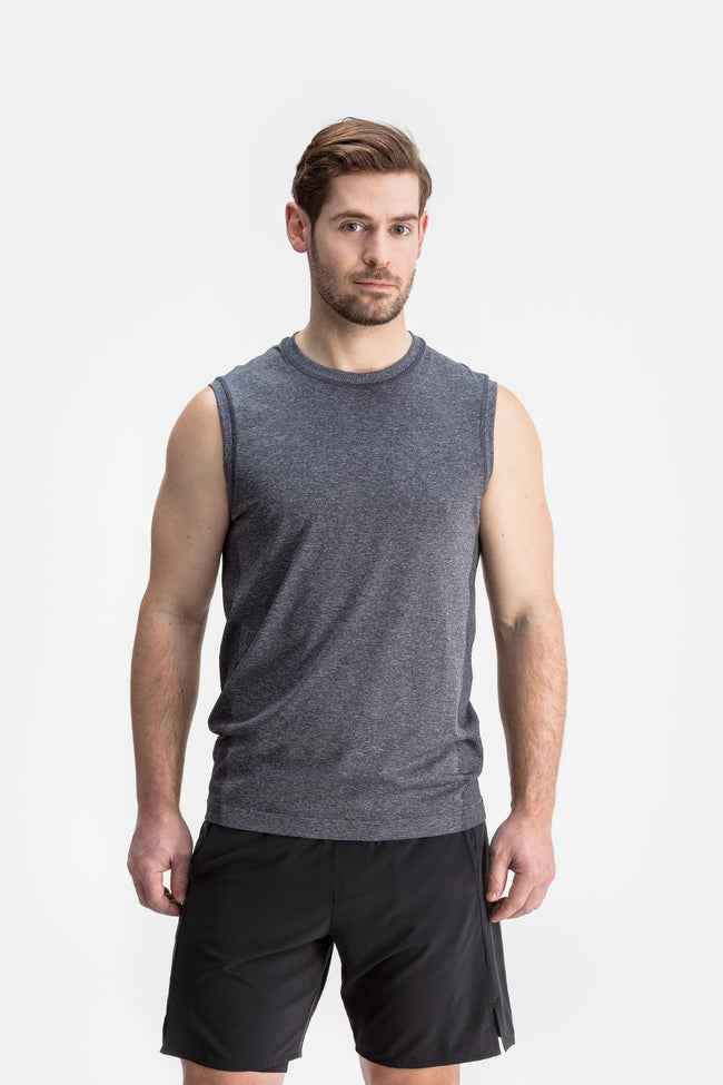 RYU Mens Vapor Sleeveless Tank in Asphalt Heather