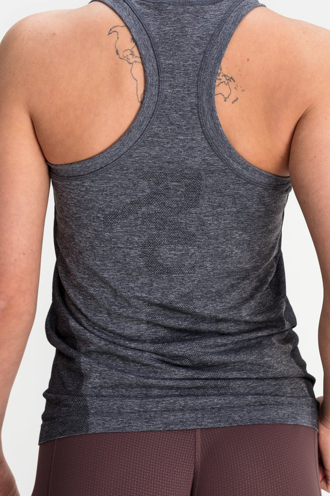 RYU Womens Vapor Racerback Tank in Asphalt Heather