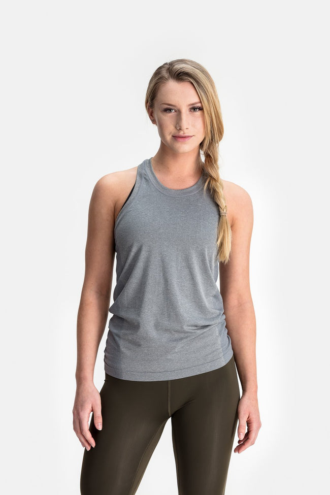 RYU Womens Vapor Racerback Tank in Titanium