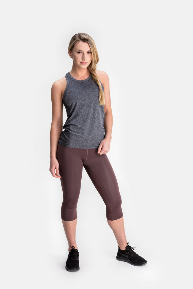 RYU Womens Vapor Racerback Tank in Asphalt Heather