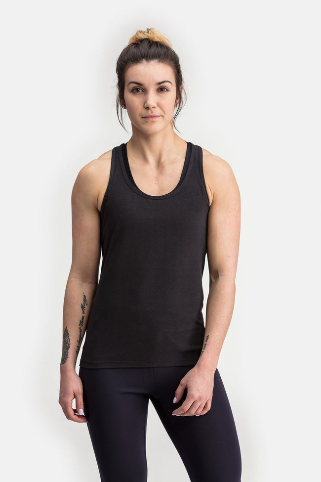 RYU Womens Standard Issue Racerback Tank in Raven