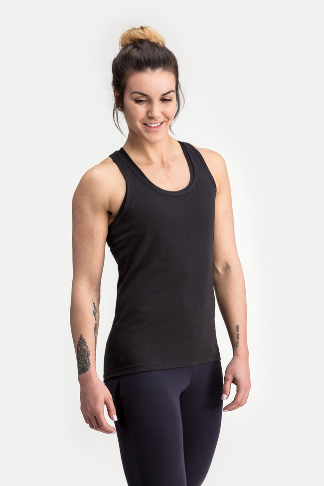 RYU Womens Standard Issue Racerback Tank in Raven