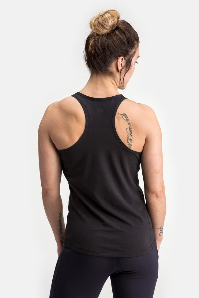 RYU Womens Standard Issue Racerback Tank in Raven