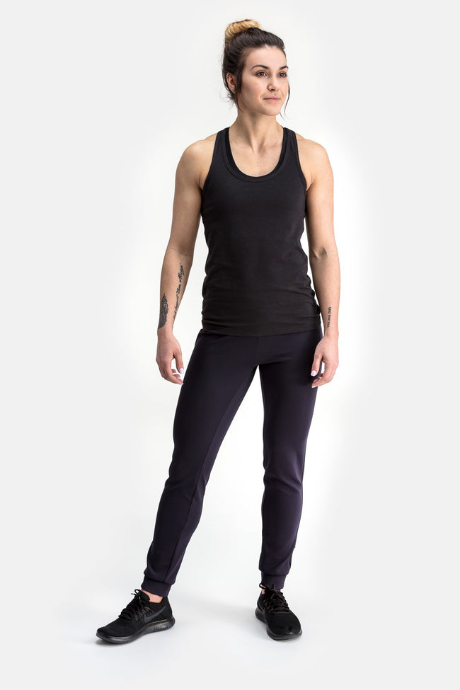 RYU Womens Standard Issue Racerback Tank in Raven