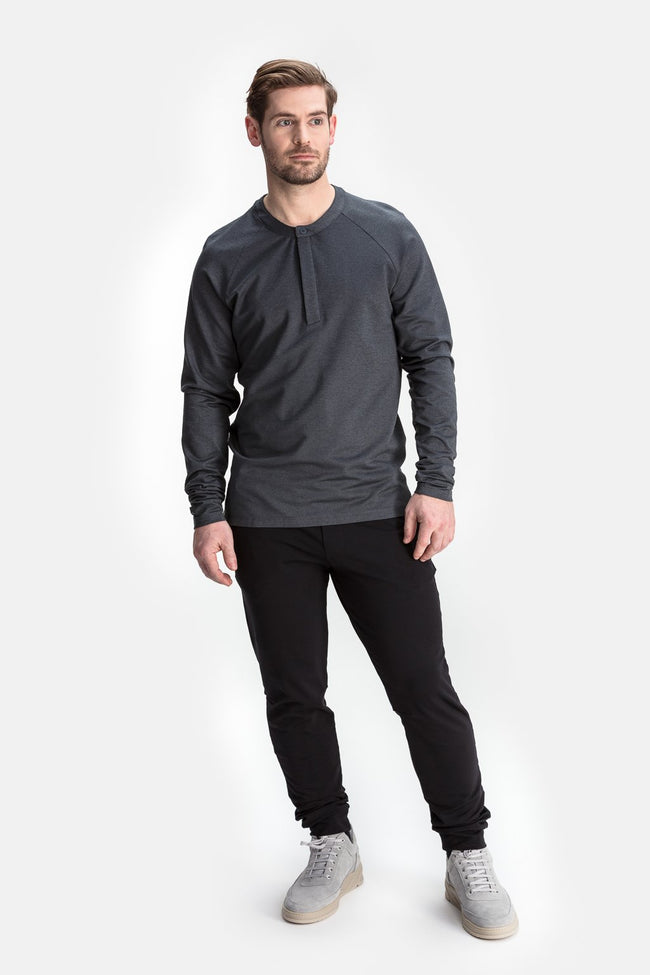 RYU Mens MidLayr Henley in Asphalt Heather