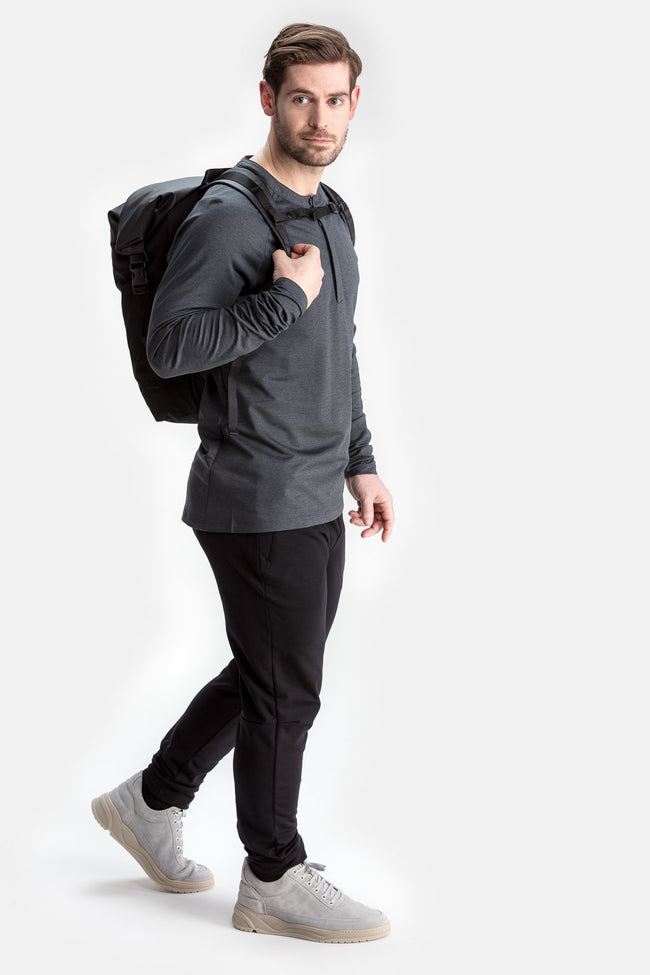 RYU Mens MidLayr Henley in Asphalt Heather