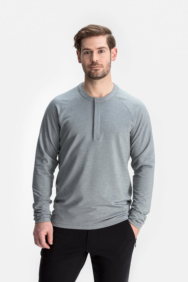RYU Mens MidLayr Henley in Athletic Grey Heather