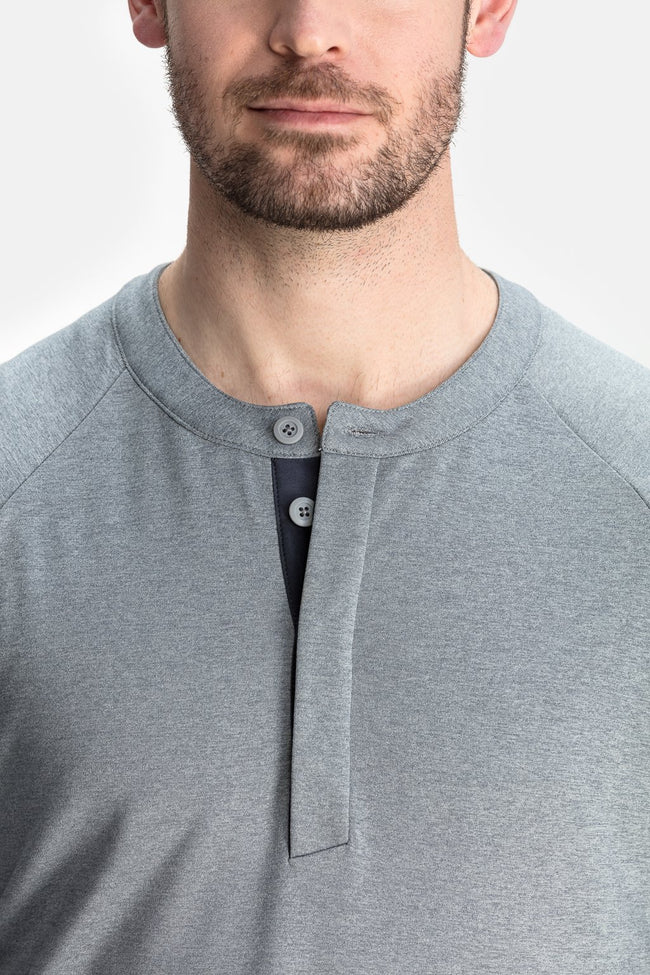 RYU Mens MidLayr Henley in Athletic Grey Heather