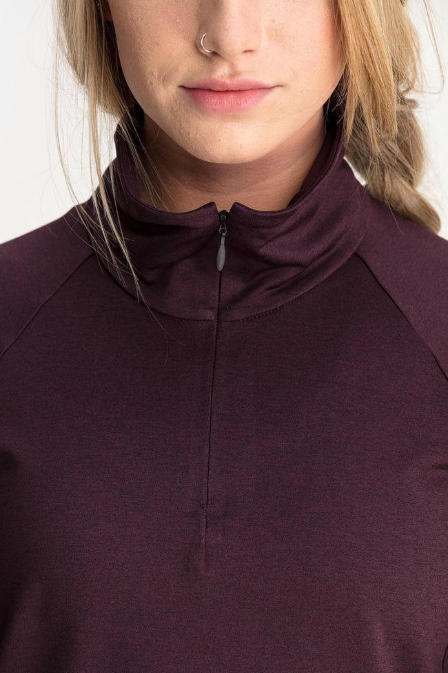 RYU Womens MidLayr 1/2 Zip in Blackened Port