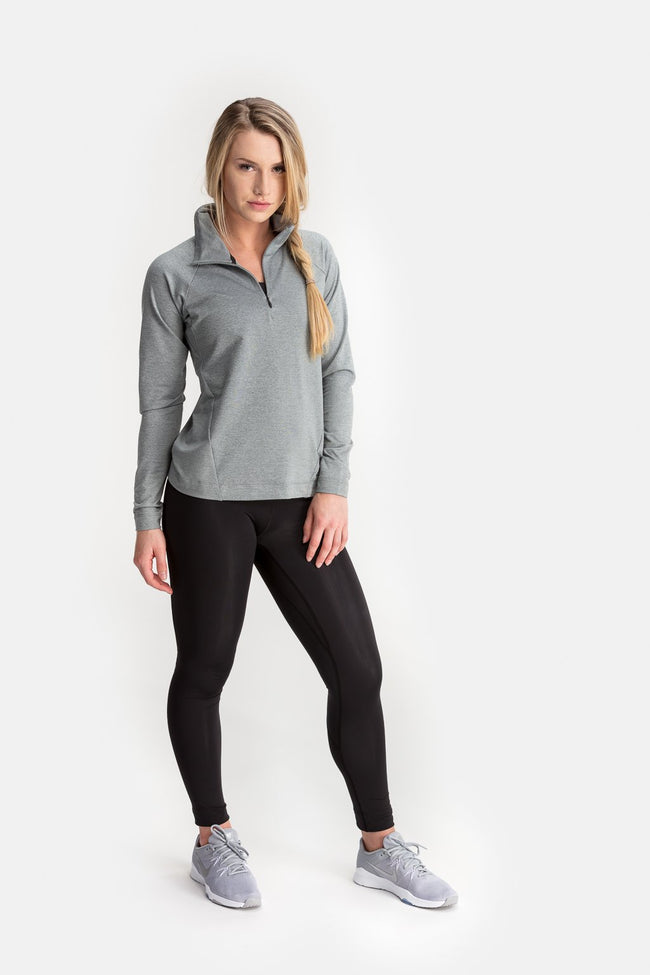 RYU Womens MidLayr 1/2 Zip in Athletic Grey Heather