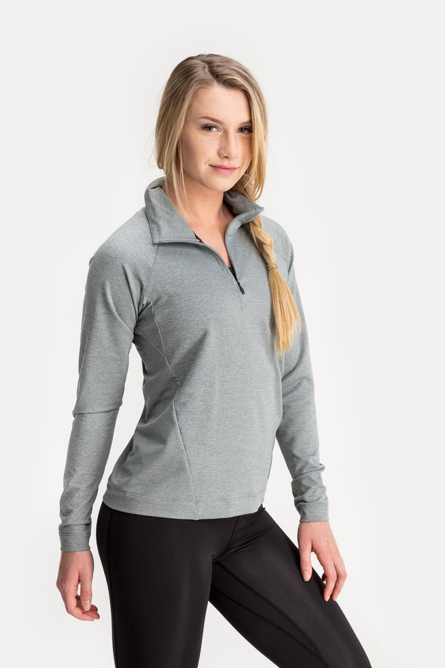 RYU Womens MidLayr 1/2 Zip in Athletic Grey Heather