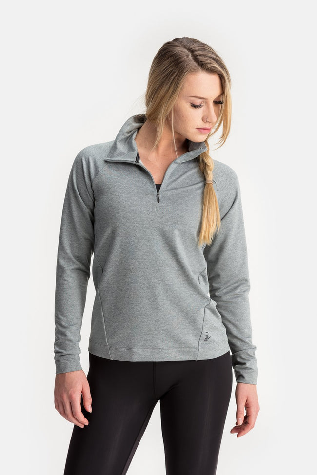 RYU Womens MidLayr 1/2 Zip in Athletic Grey Heather