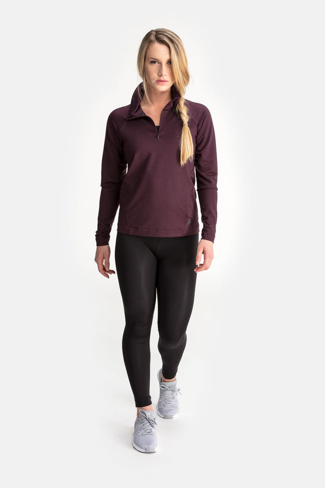 RYU Womens MidLayr 1/2 Zip in Blackened Port