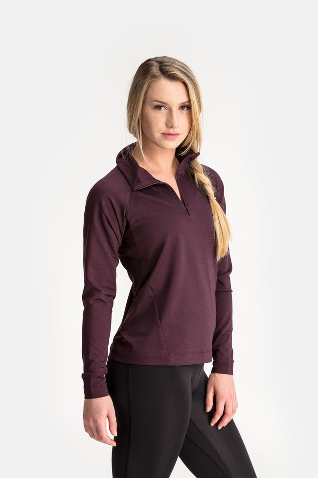 RYU Womens MidLayr 1/2 Zip in Blackened Port