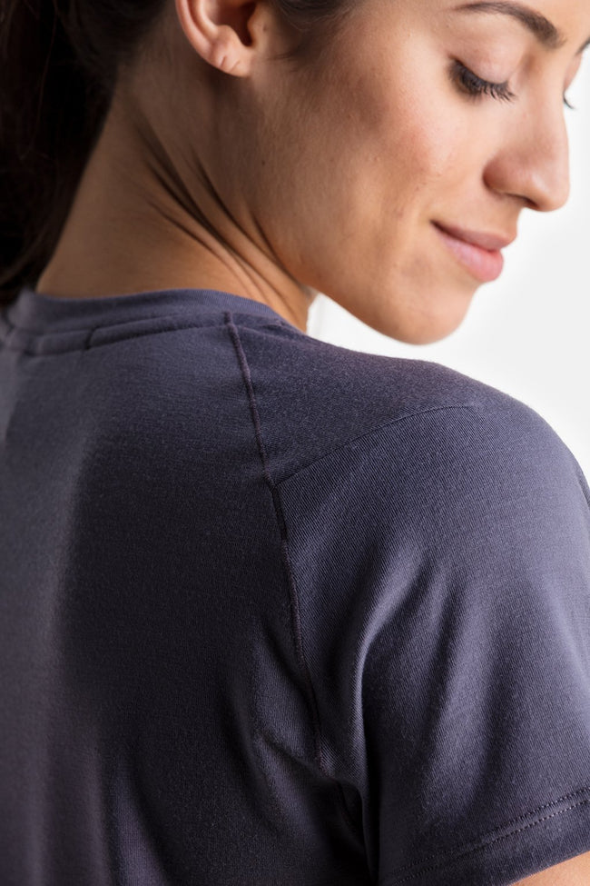 RYU Womens Tech Crew Tee in Darkened Arsenic