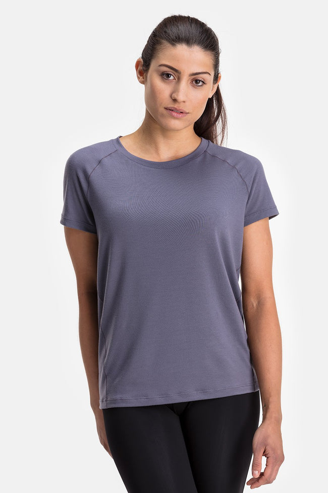 RYU Womens Tech Crew Tee in Darkened Arsenic