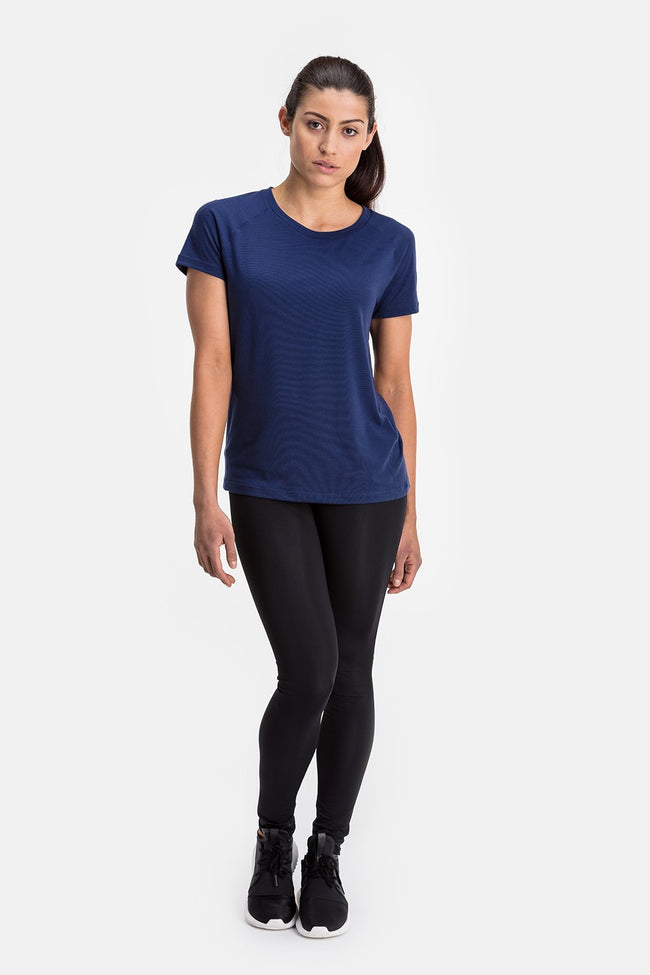 RYU Womens Tech Crew Tee in Deepest Navy