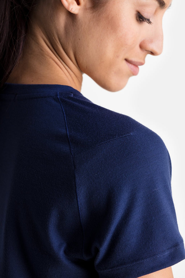 RYU Womens Tech Crew Tee in Deepest Navy