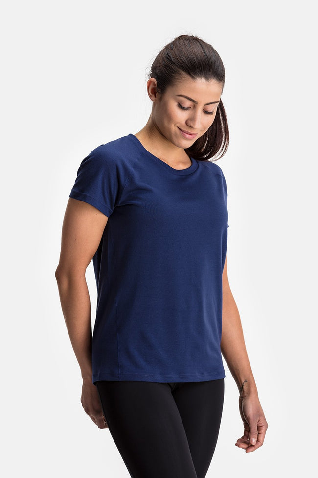 RYU Womens Tech Crew Tee in Deepest Navy