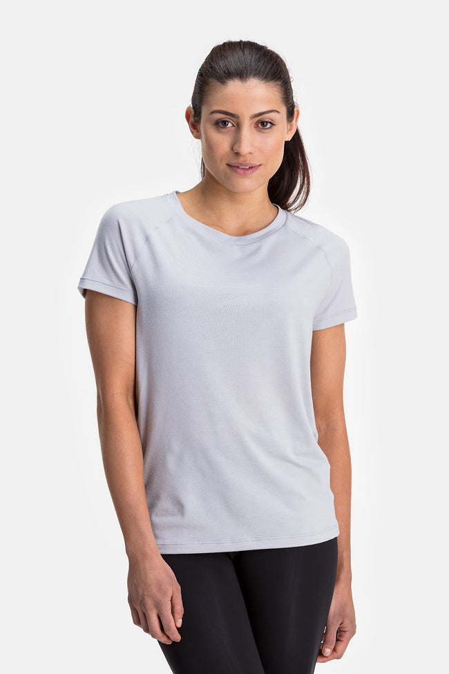 RYU Womens Tech Crew Tee in Platinum