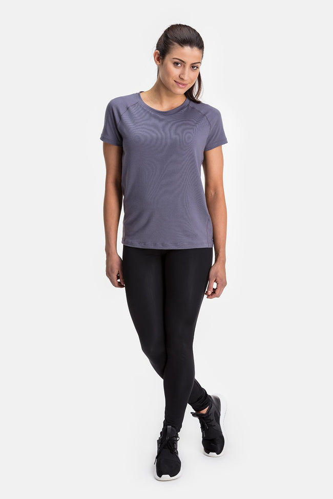 RYU Womens Tech Crew Tee in Darkened Arsenic