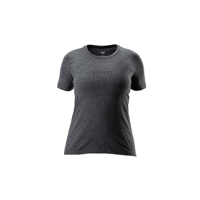 RYU Womens Standard Issue Tee - Respect Graphic in Asphalt Heather