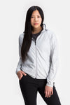 RYU Womens Wind Shell Jacket in Platinum / Sleeve Print