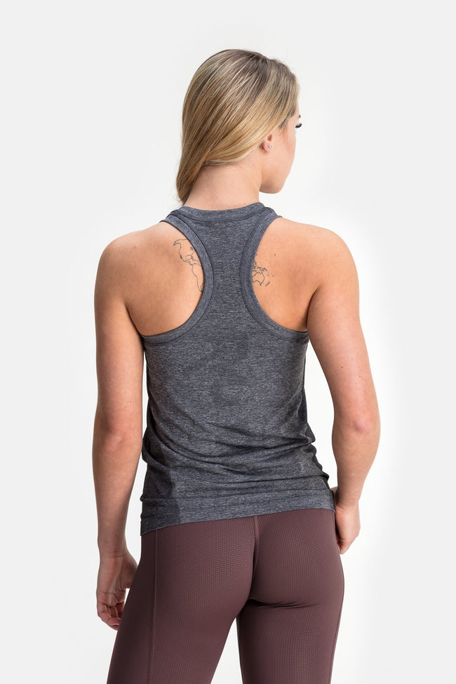 RYU Womens Vapor Racerback Tank in Asphalt Heather