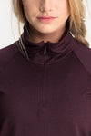 RYU Womens MidLayr 1/2 Zip in Blackened Port