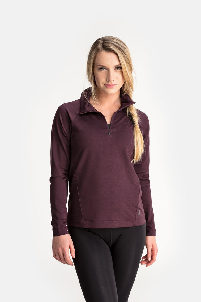 RYU Womens MidLayr 1/2 Zip in Blackened Port