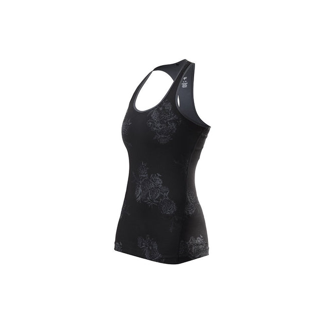 RYU Womens Tough Racerback Tank in Black Rose Print